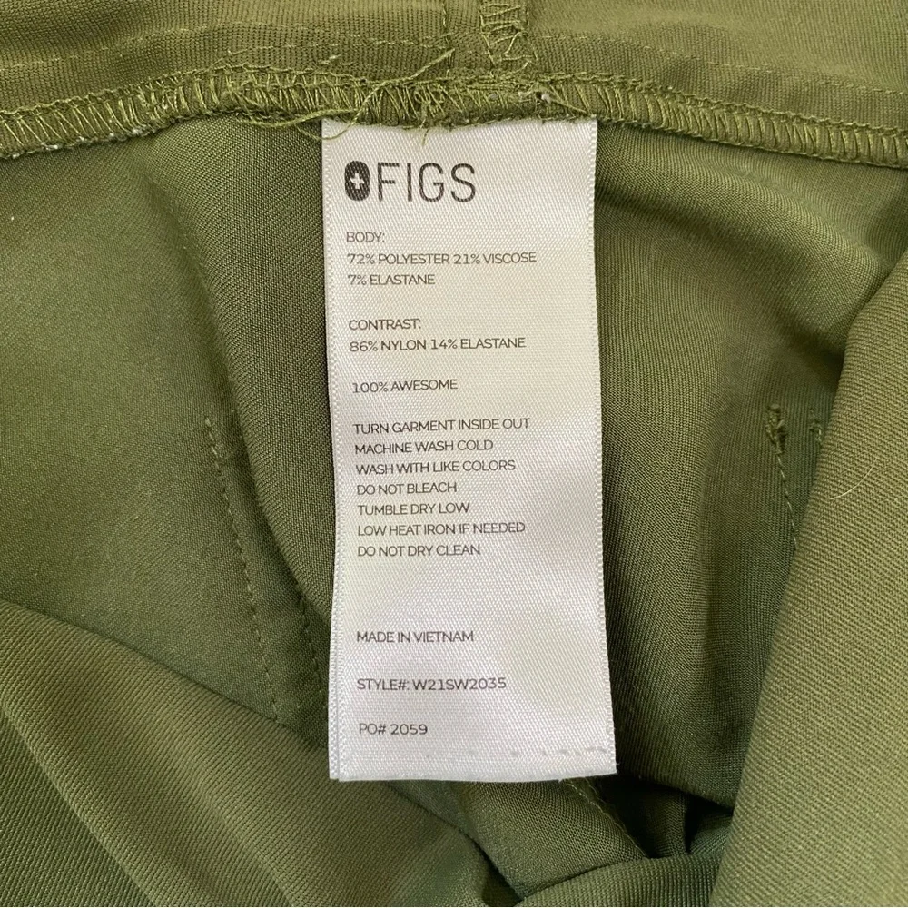Figs Yola Maternity Skinny Scrub Pants Sz M Dark Olive Green Army Cargo Pockets - Picture 11 of 14